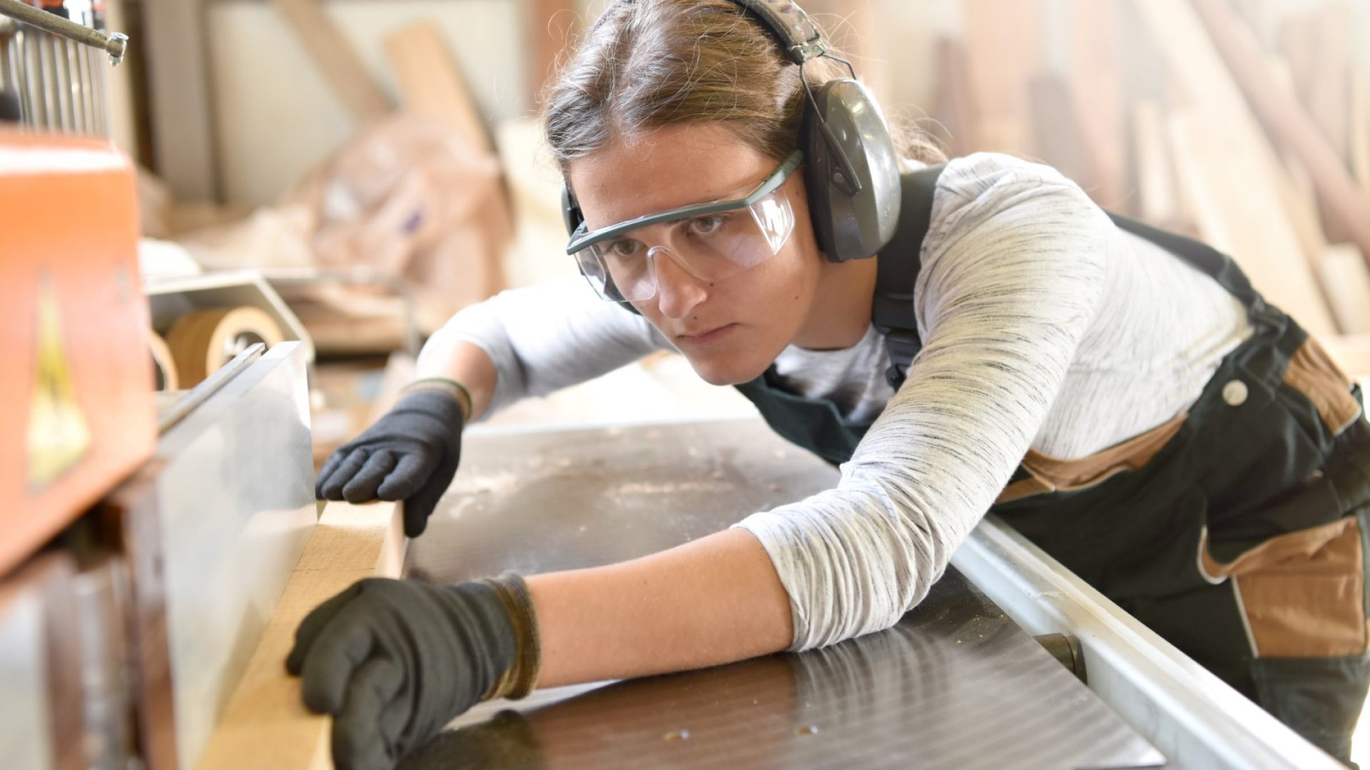 Young woman in crafstmanship school, training course